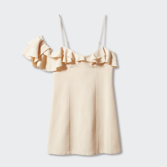 MANGO Ruffled shoulder dress - Picture 4 of 9